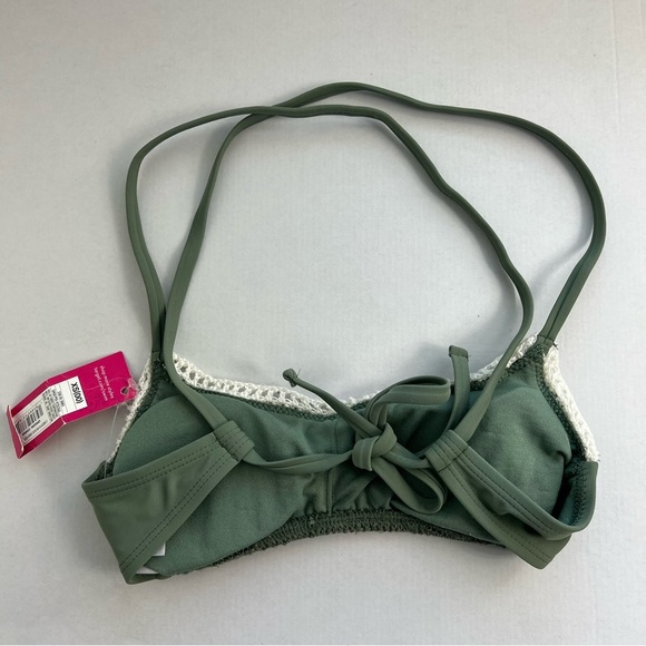 NWT Juniors' Crochet Bralette Bikini Top - Xhilaration Sage Green XS - Picture 10 of 14